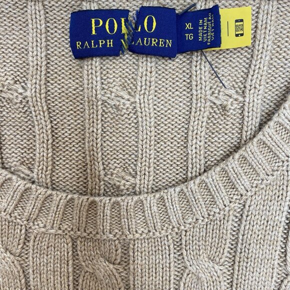Polo Ralph Lauren Cable Knit Sweater Dress Long Sleeve Light Brown - Picture 3 of 6